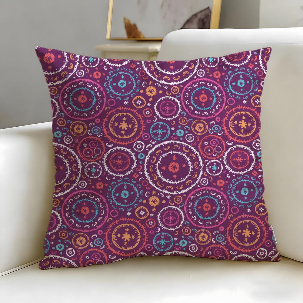classic pattern Indian Ethnic Pattern Cushion Cover Soft EasyWash Pillow Case Versatile for Couch Bed Travel and Office