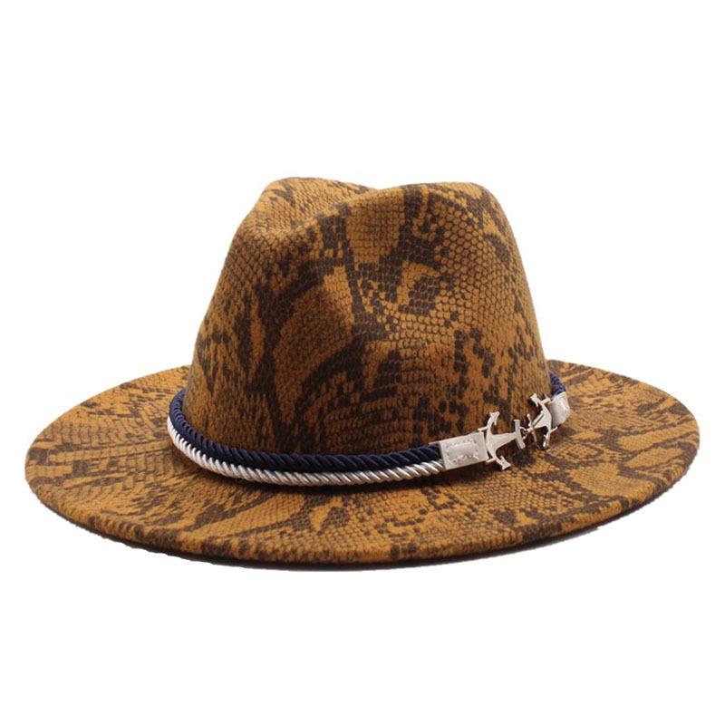 Men'S And Women'S Leopard Print Woolen Top Hat Jazz Hat Felt Hat