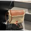 Spring and summer new fashion leather cover shoulder messenger bag women's casual versatile beach woven bag