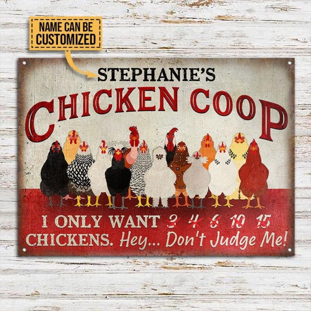 Custom Handmade "I Only Want Chickens" Metal Coop Sign Personalized Farmhouse Wall Decor