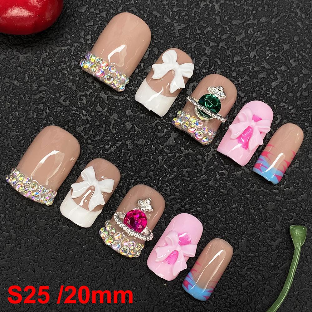 Glossy Hand Paint Thickness Acrylic Handmade Nail Sets 10PCS Multicolor Luxurious Gorgeous UV Gel Carved Artificial Manicure Art