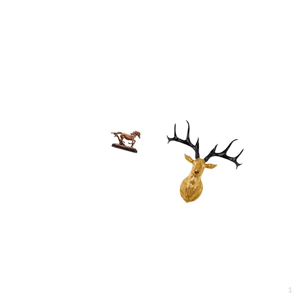 Horse Figurine Sculpture Collectible Ornament for Desk Decoration And Resin Deer Head Wall Mount