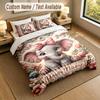 Elephant Theme Personalized 3Pcs Bedding Set Custom Text & Name 1 Sheet 2 Pillowcases Household Bedding 1pc