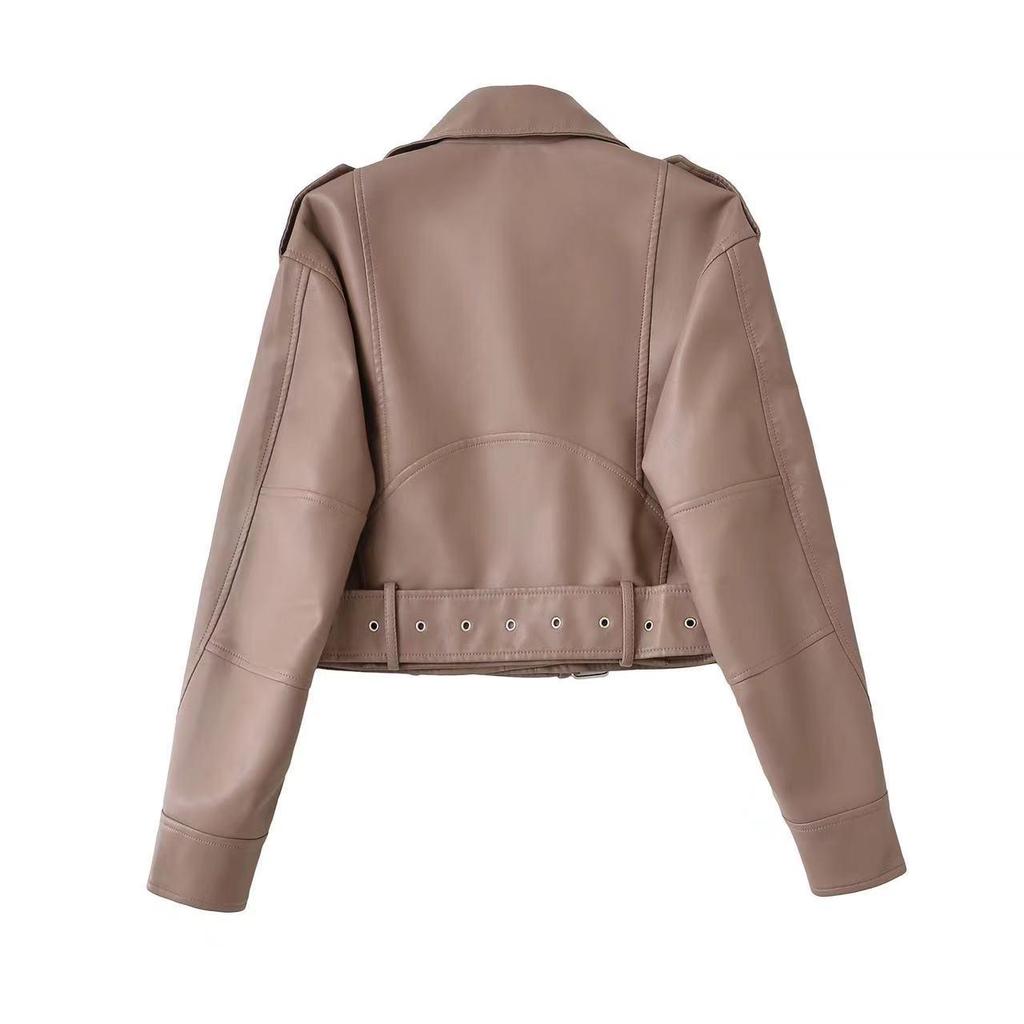 2025 European & American Washed Faux Leather Motorcycle Jacket - New Autumn/Spring Collection