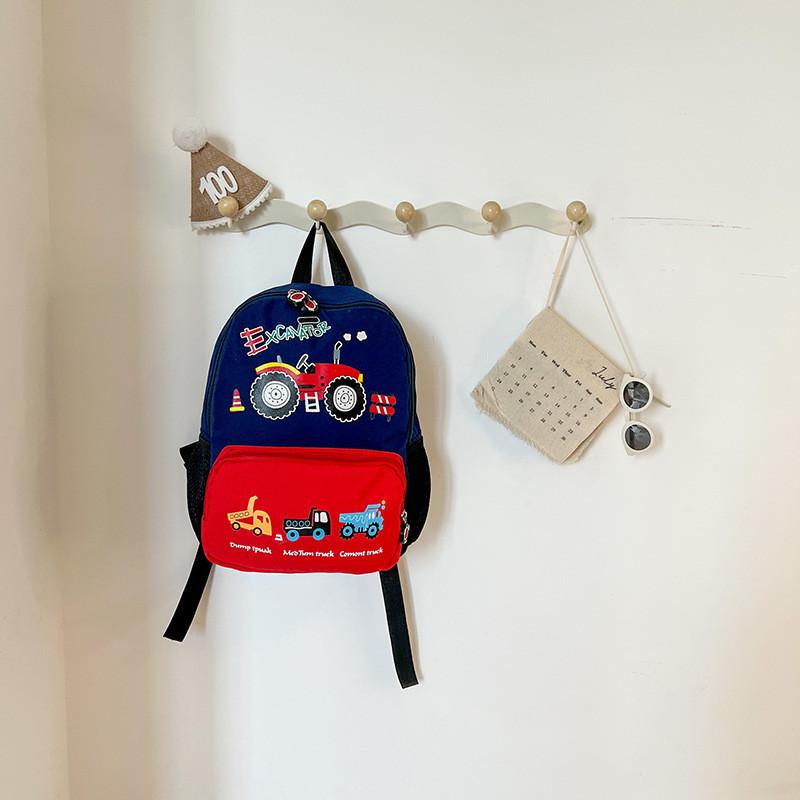 Adorable Cartoon Car Backpack For Boys And Girls Lightweight Oxford Cloth Design For Kindergarten