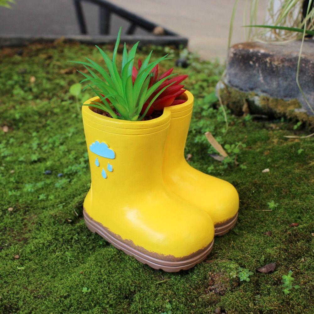 Blumenarrangement-Behälter, Harz-Regenstiefel-Pflanzgefäß, dekorativer, lustiger Hydrokultur-Blumenhalter, Bastel-Blumentopf, Sukkulenten-Blumentopf