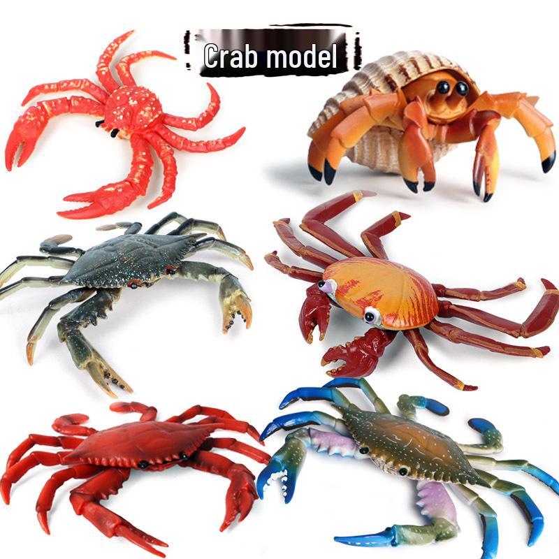 Ocean Crab Simulation Toy Set: Includes Hermit, Swimming, and Three-Spot Plastic Models