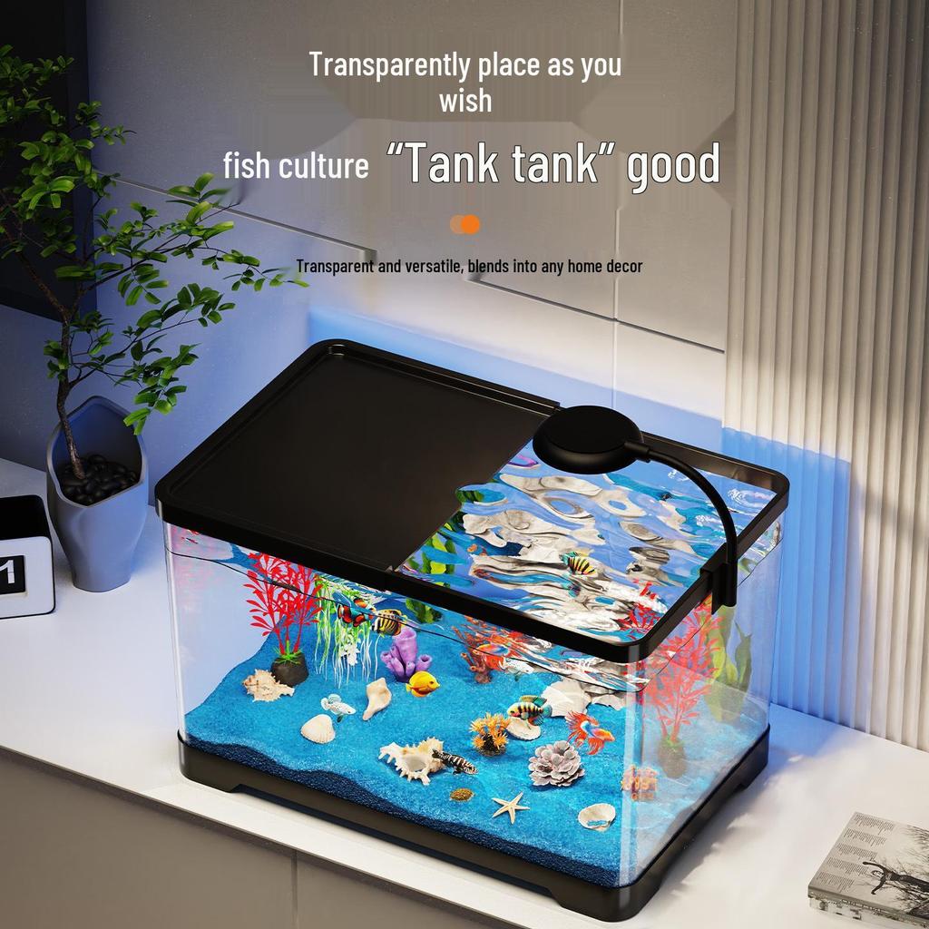 Compact Eco-Friendly Fish Tank Set with Lid for Living Rooms - 2025 Model