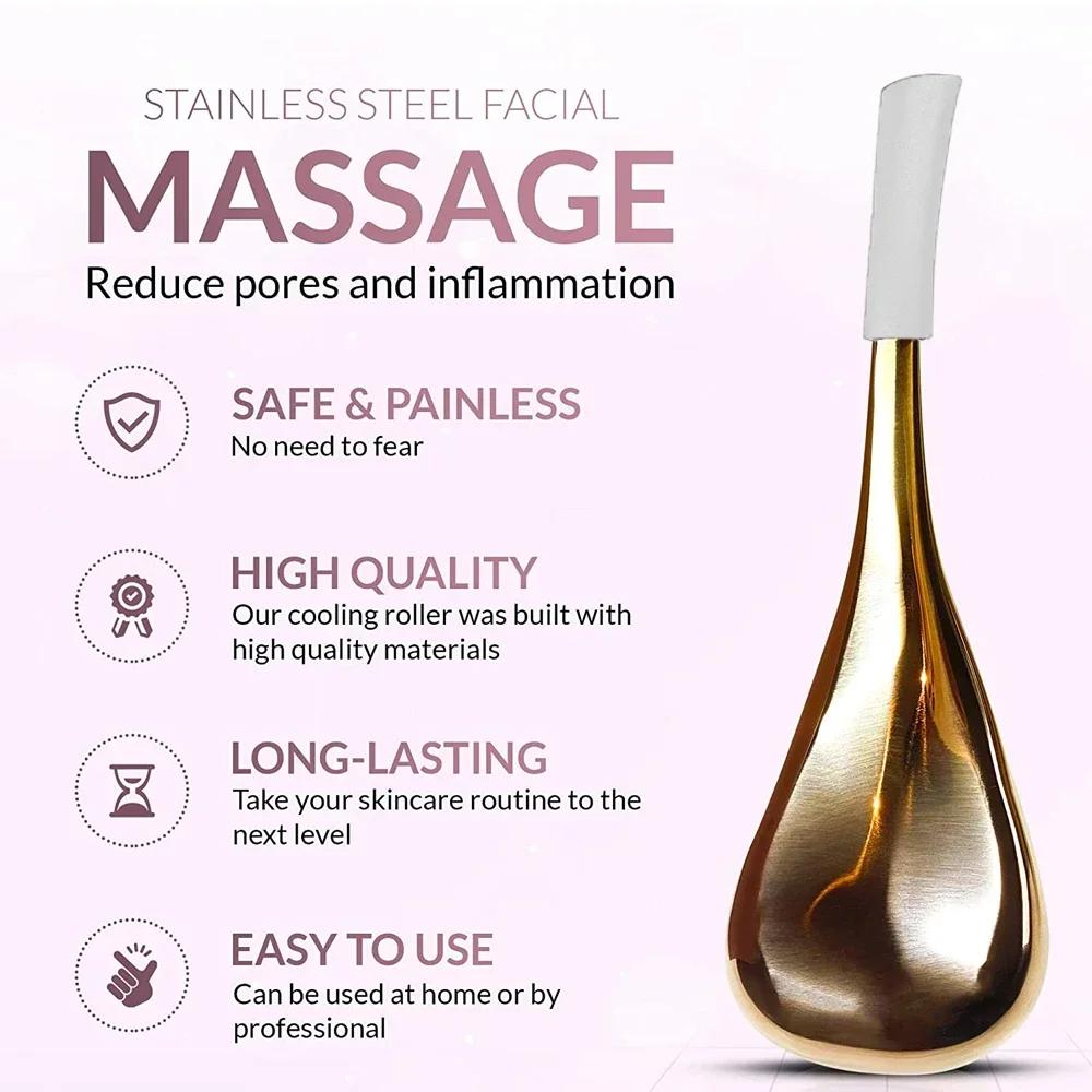 Globes de Glace pour le Visage 2 Pièces Bâtonnets Cryo Or Rose de Luxe Rouleau pour le Visage Soulagement Chaud et Froid Outils de Massage Facial Beauté Cadeau d'Anniversaire