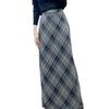 Spring 2026 High-Waisted Plaid Slimming Woolen Over-the-Knee Skirt