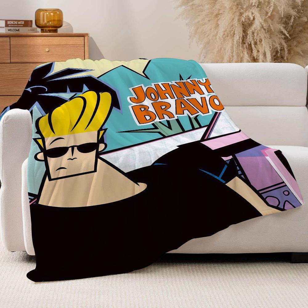 Coperta Cartoon J Johnny B Bravo per Divano Ufficio Letto Aereo Viaggio Sonno Lettura Relax Campeggio Morbida e Calda