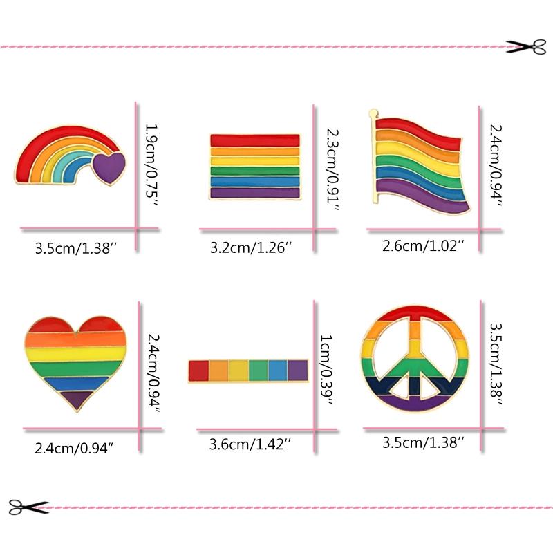 Rainbow Brooch Pins Rainbow Lapel Pin Badge Pin Rainbow Pride Heart Rainbow Brooch Flag Love and Peace Enamel Pins