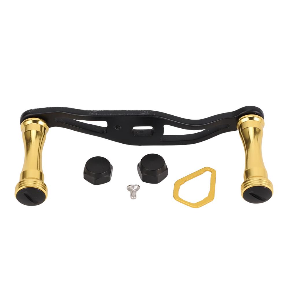 Fishing Reel Handle Replacement Part Aluminum Alloy Double Rocker Arm Metal Lure Accessories Black Gold 90mm