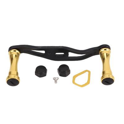 Manivelle de moulinet de pêche pièce de rechange alliage d'aluminium double manivelle métal accessoires leurre noir or 90mm