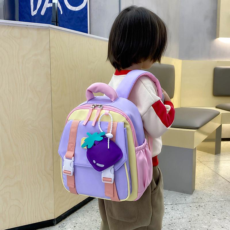 Adorable Kindergarten Cartoon Backpack Trendy Color Block Large Capacity Design