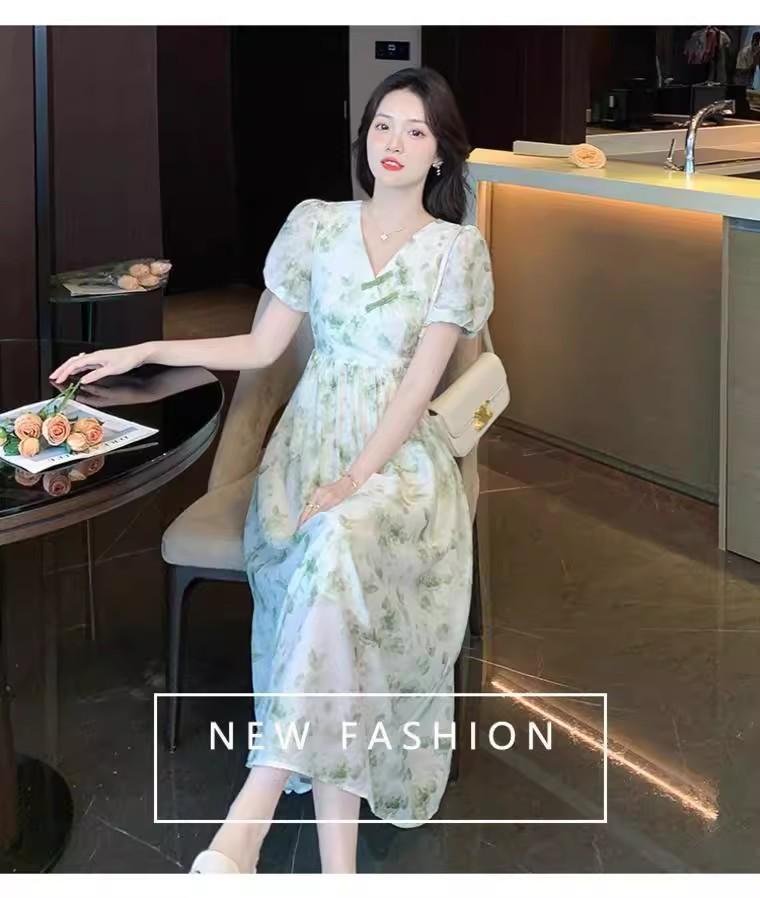 Women's 2026 Summer Floral Slimming Long Dress - Elegant & Graceful Style