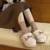 Sweet Bow Cotton Slippers Warm In Autumn and Winter Fluffy Thickened Non-slip Indoor Home Cute Soft Bottom Slippers