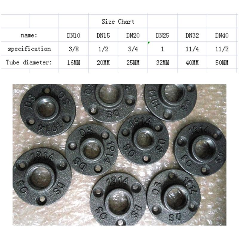 6ks armatury pro železné trubky Nástěnná montáž na podlahu starožitné DN15 DN20 Přírubový kus Hardware Nástroj litinové příruby