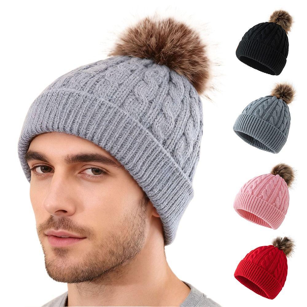 Keep Warm Knitted Beanies Ear Protection Pompoms Hat High Quality Winter Autumn Hats  for Woman/Men