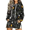 Women's Casual Long Sleeve Halloween Print Hoodie Pullover Top for Fall Festive Wear