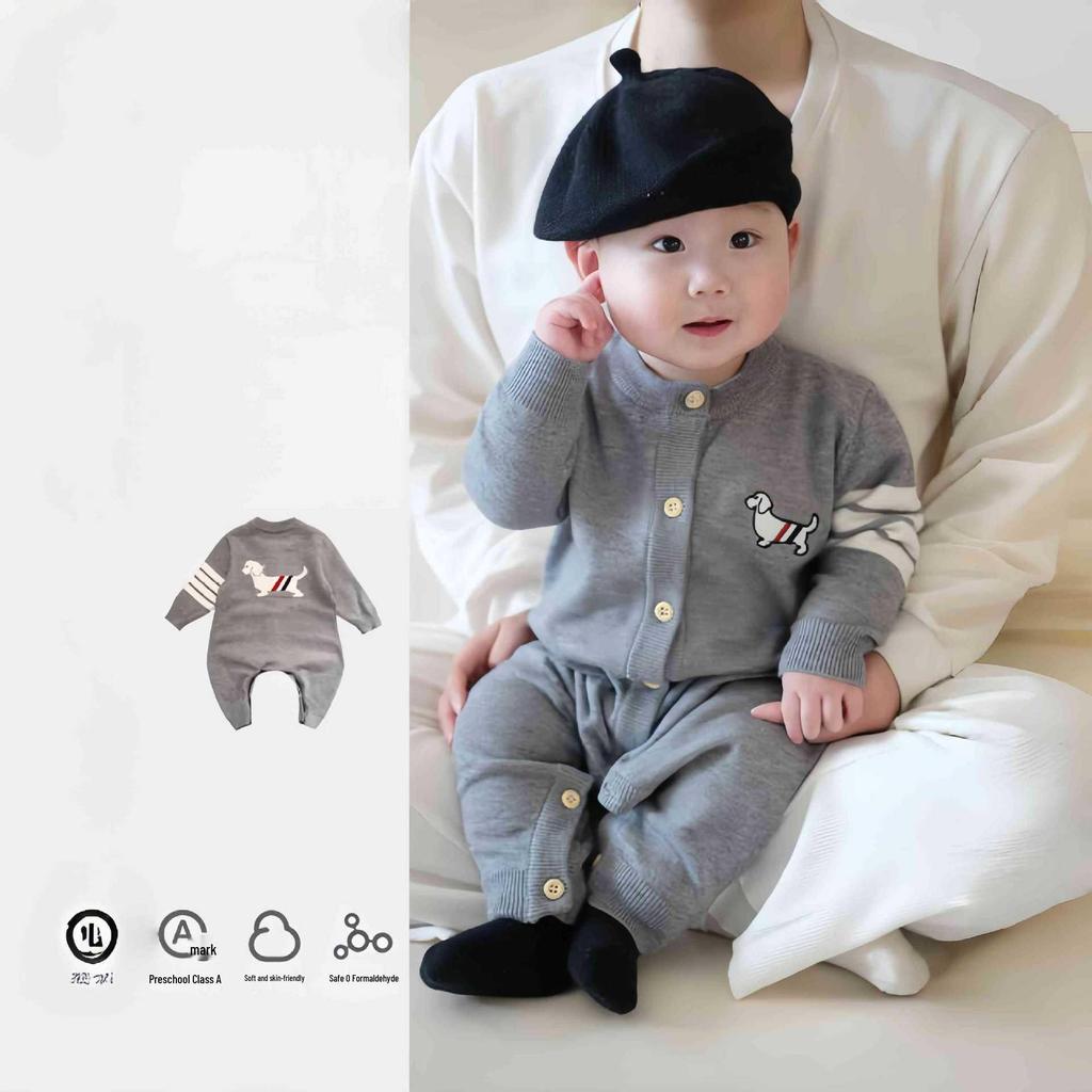 Korean Style Autumn Baby Girls' Onesie - Fashionable Toddler Spring Outfit 100-Day Full Moon Climbing Suit