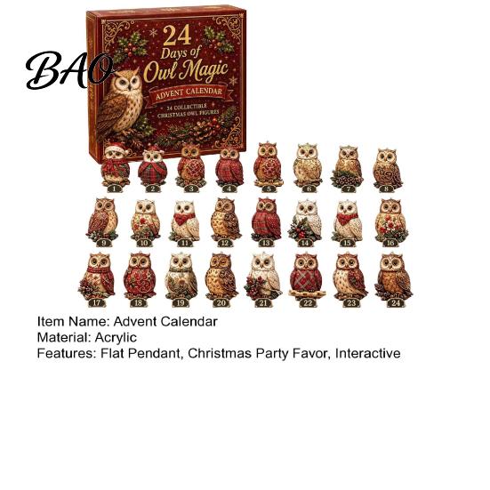 Christmas Stocking Stuffers Village Advent Calendar, 24-Day Countdown Set with Collectible House to Calendar Ornament, 2D Acrylic Tabletop Decor,