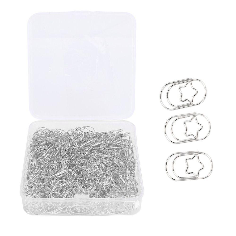 300 Peças Clips de Papel em Formato de Estrela Clips de Papel de Aço Inoxidável Organização de Arquivos