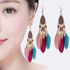 Bohemian Cross Feather Tassel Earrings - Stylish Dangle Earrings for Women