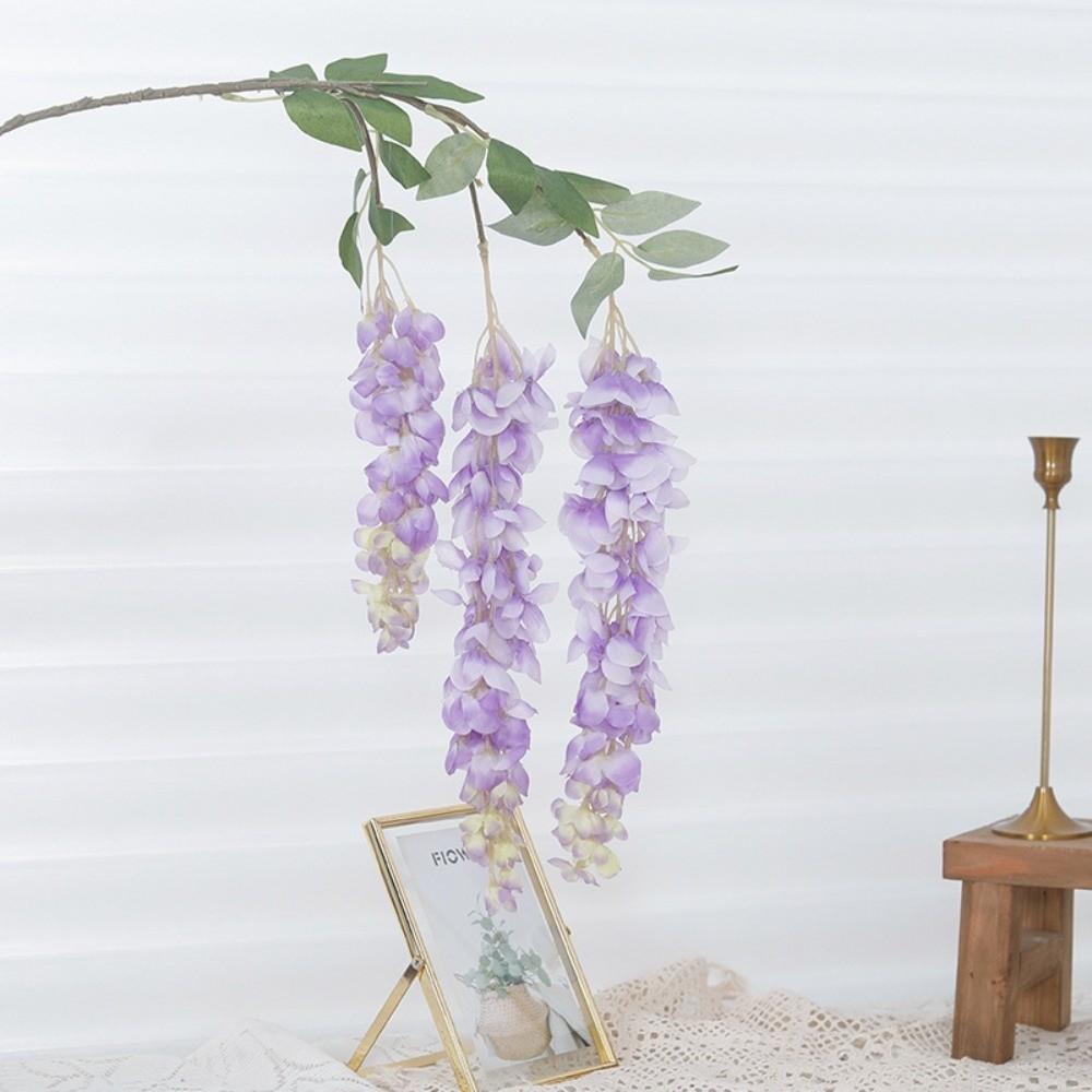 3 Forks Design Artificial Wisteria 93CM Length Wisteria Flowers Fake Silk Flower  Wall Decoration