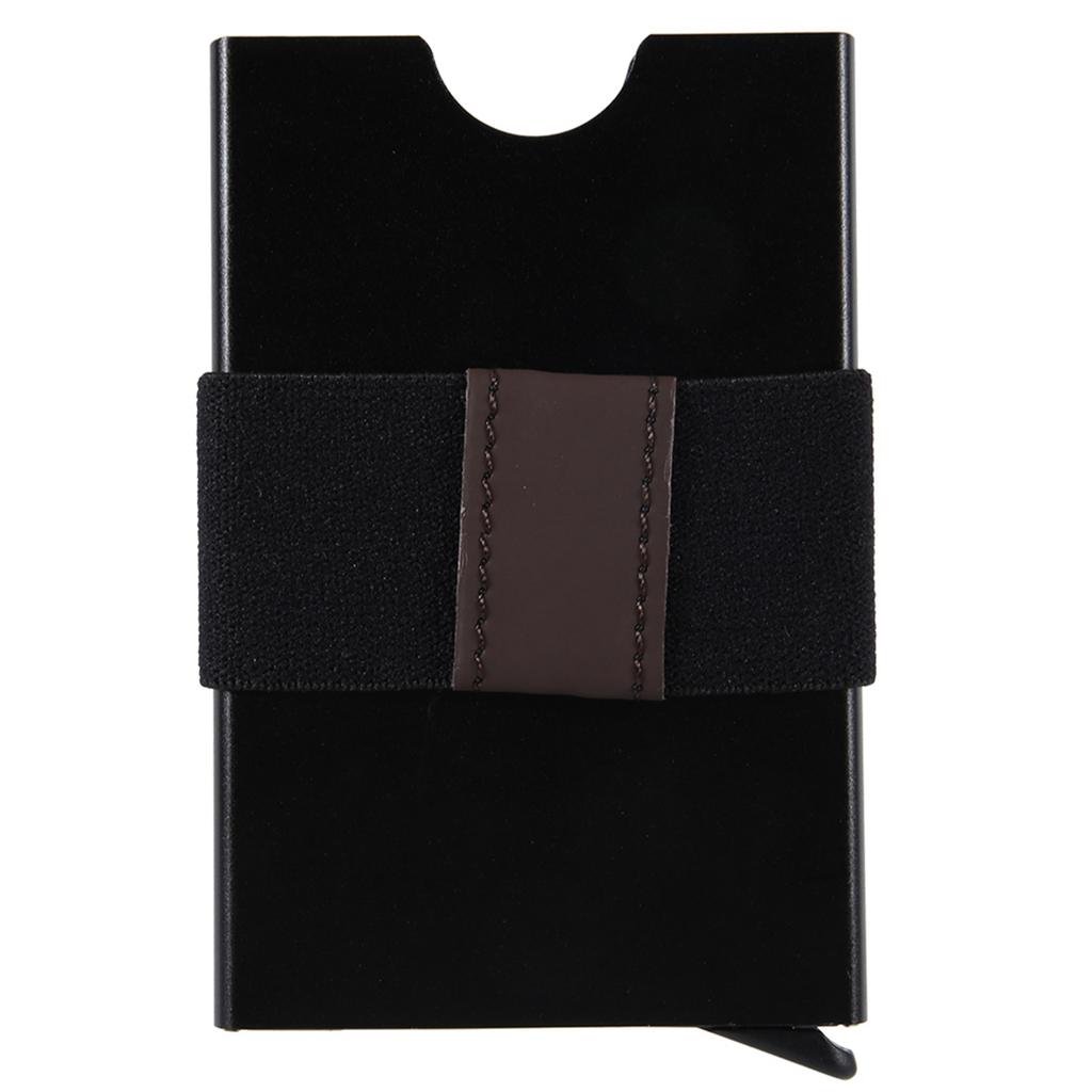 Portable Aluminium Alloy RFID Card Holder Credit Card Box Case Organizer with Elastic Band