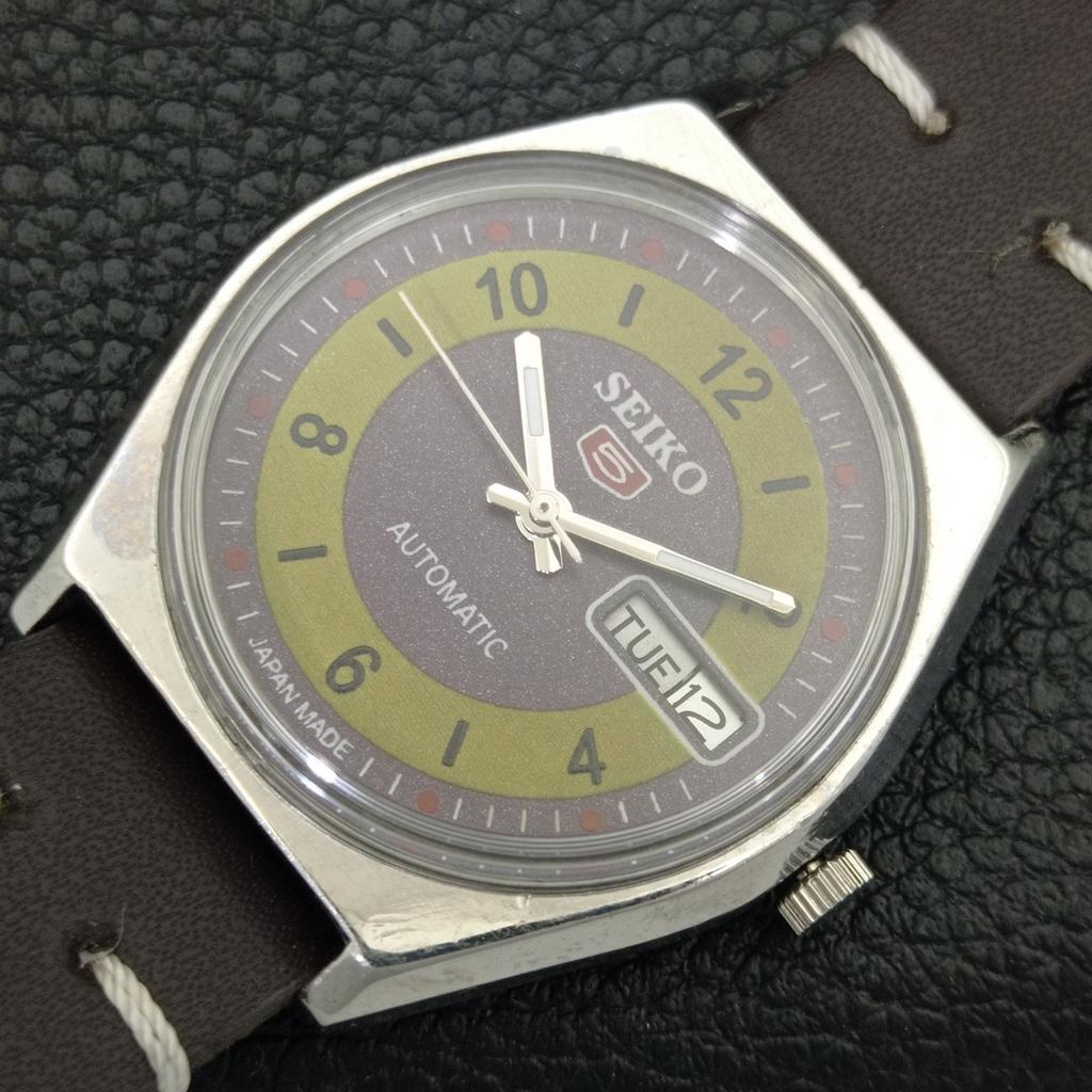 SEIKO 5 AUTOMATIC VINTAGE JAPAN 6309A MENS PURPLE COLOR DIAL WATCH a702727-1