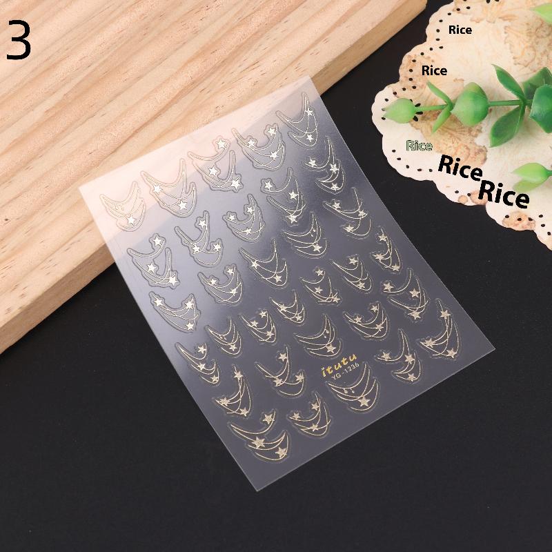 

1 Sheet Star Necklace Curved Line Arc Hot Stamping Retro 5D Nail Art Stickers Decoration Adhesive Manicure Decals DIY