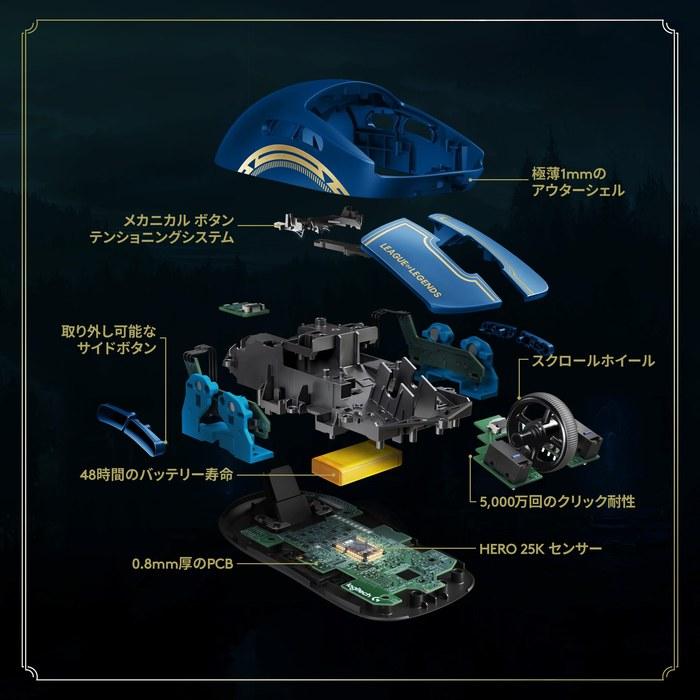 Logicool G PRO Wireless Gaming Mouse LoL HERO 25K Sensor LIGHTSPEED Wireless POWERPLAY Charging LIGHTSYNC RGB 80g FPS G-PPD-002WLLOL2