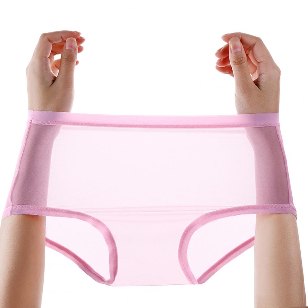 Sexy Transparent Panties for Women Plus Size See Through Mesh Sheer Underwear Seamless Mid Rise Thin Briefs