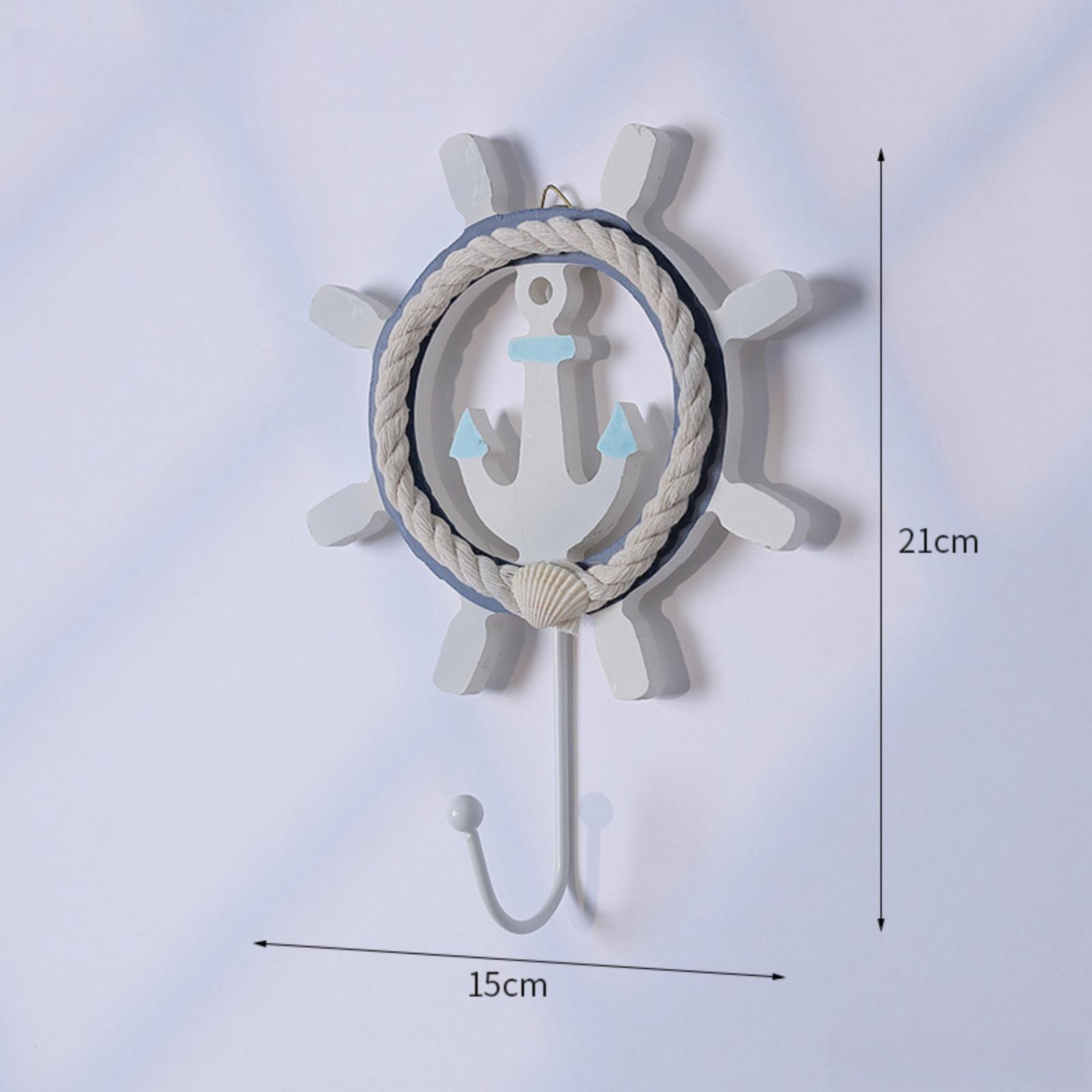 

Морской декор ручной работы, деревенский полностью белый декоративный штурвал корабля с морской звездой и крючком Style 2 белый