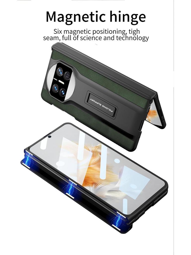 Huawei Mate X3 Frosted Leather Phone Case with Magnetic Hinge and Stand