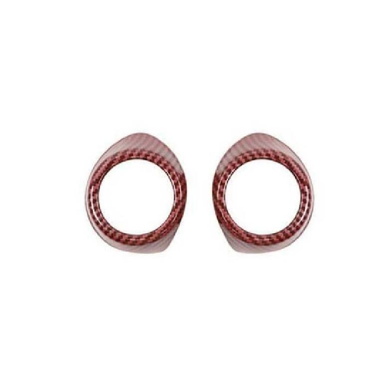 For Ford Mustang 2015- Red Carbon Fiber A Pillar Horn Frame Cover Trim 2PCS