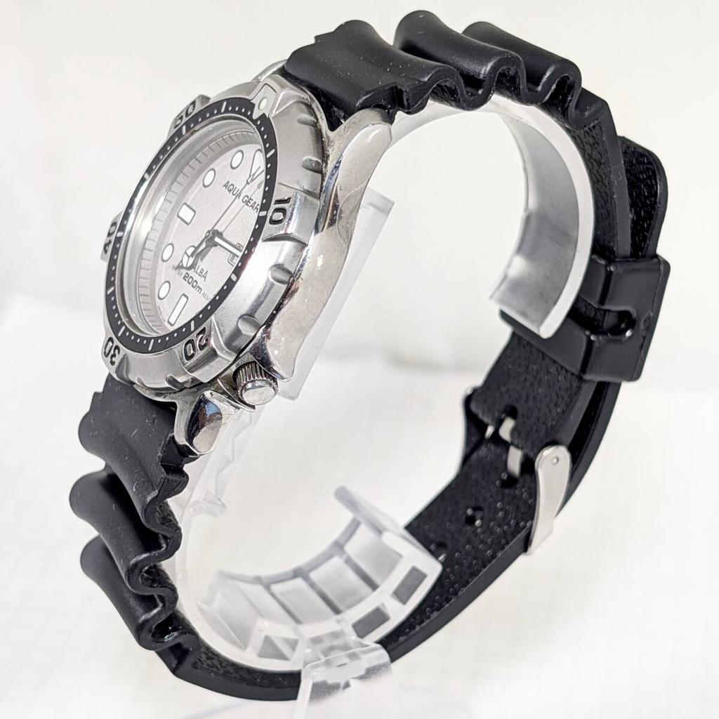 SEIKO ALBA AQUA GEAR Battery and Strap Working Men's Watch, Replaced, Condition, H-10