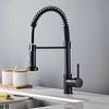 Black Rotatable Dual-Speed Kitchen Faucet with Spring Design for Hot and Cold Water