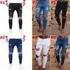 Premium Quality Slim Destroyed Stretchy Ripped Skinny Biker Jeans For Men Taped Fit Denim Pants