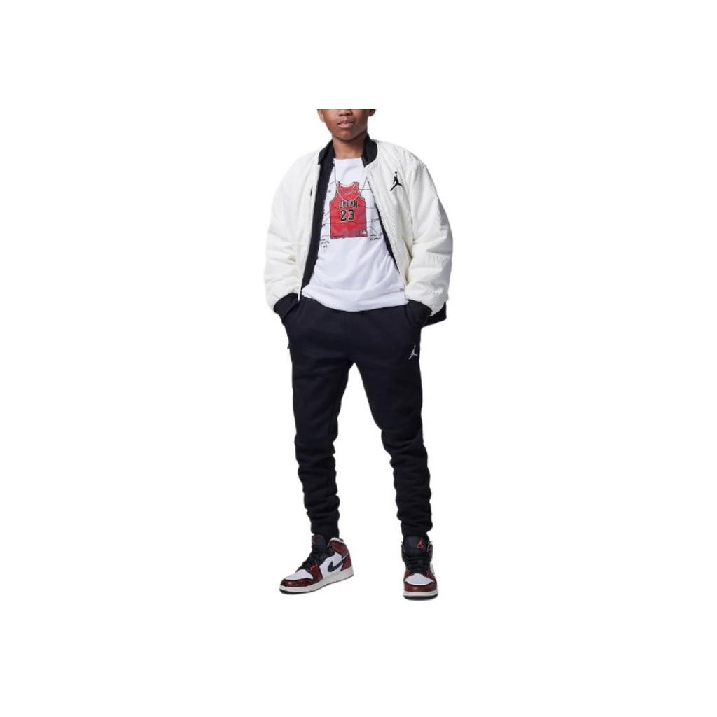 Jordan MJ Brooklyn Fleece Essentials Solid Color Comfortable Versatile Casual Pants Kids Bottoms Black HQ7089-010