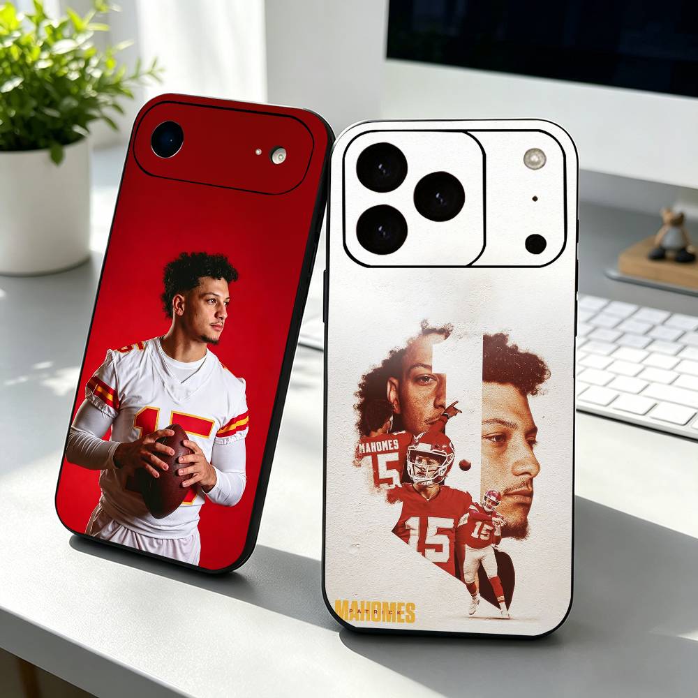 American Football P-Patrick M-Mahomes Phone Case For iPhone 17, 16,15,14,13,12,11 Plus,Pro Max, Others Soft Black Cover