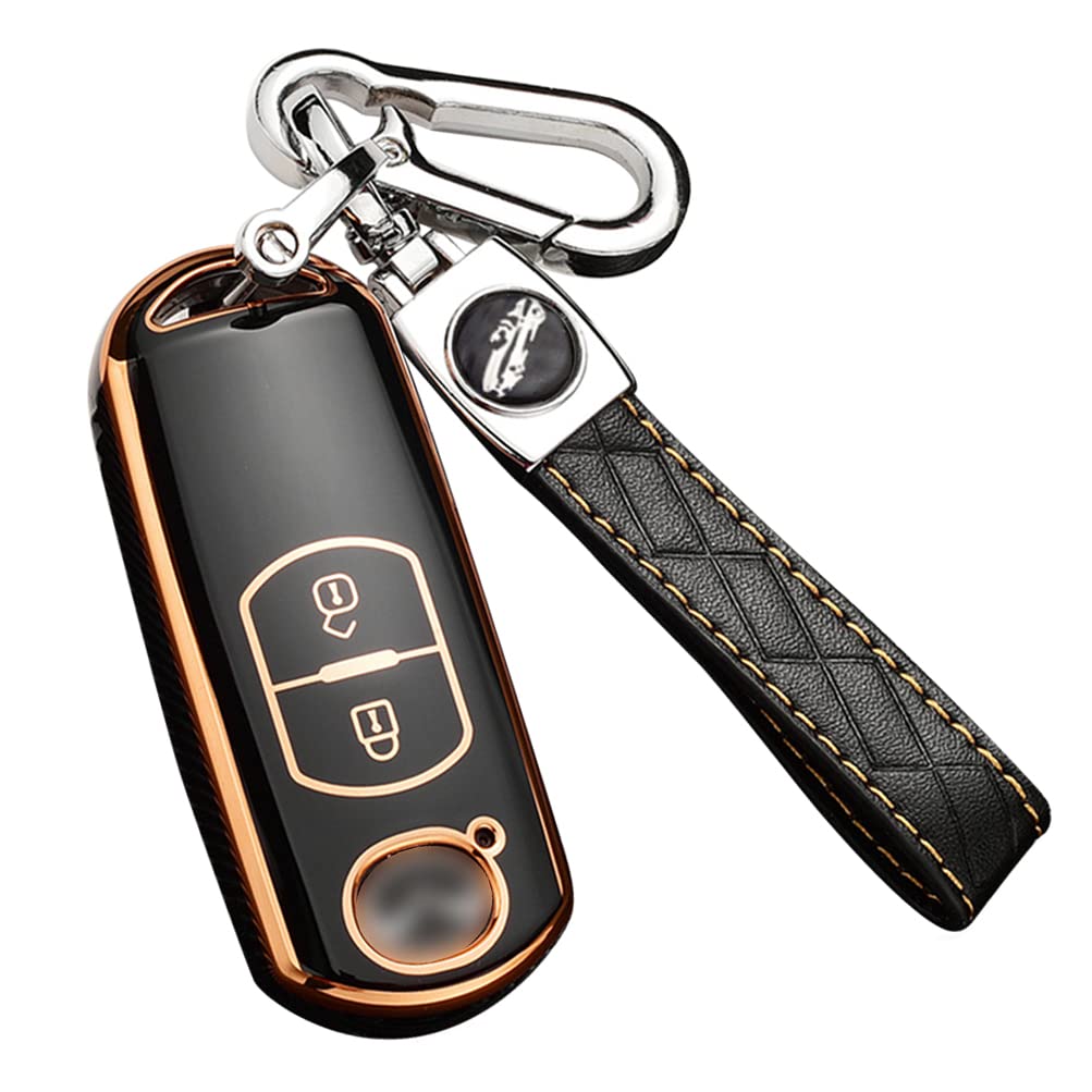

ontto Mazda Smart Key Cover, Key Case, Keychain, Stylish, Silicone Material, Stylish, Suitable for M чорний