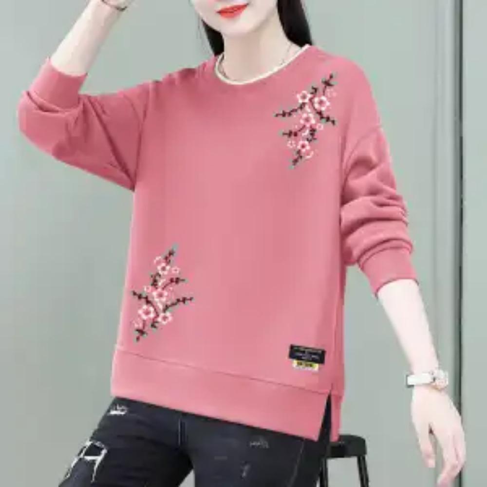 Jaro Podzim Kulatý Výstřih Dámské Oblečení Pulovr Lucernový Dlouhý Rukáv Mikiny Ležérní Elegantní Kancelářská Dáma Rostlinné Květiny Topy