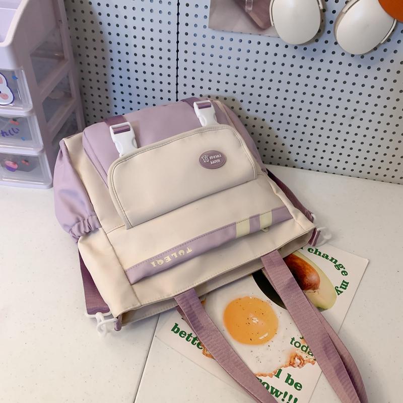 Large Capacity Crossbody Canvas Bag Waterproof Nylon Schoolbag For Female Students One-Shoulder Tote Bag