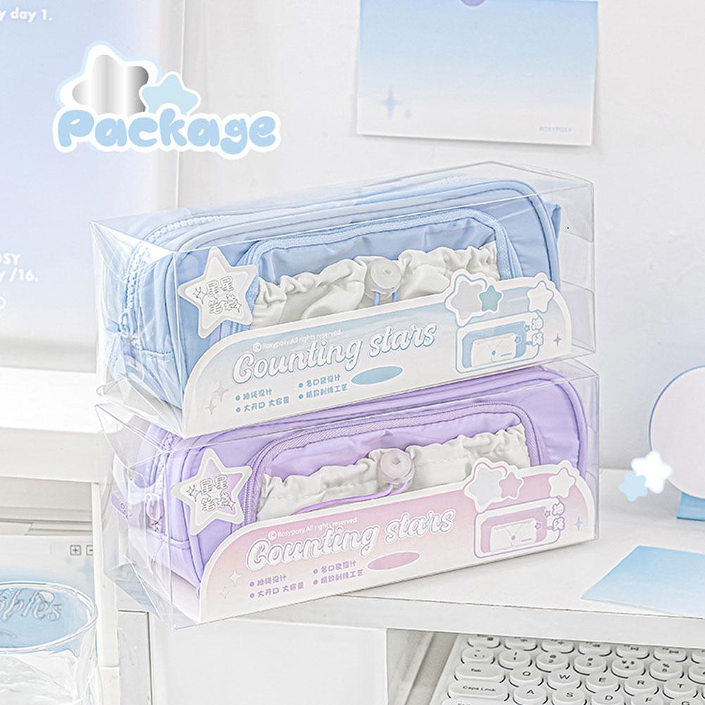 Cartoon Pencil Case,Large Capacity Drawstring Pencil Bag,Double Layer Stationery Pouch,Student Stationery Bag Pen Organiser