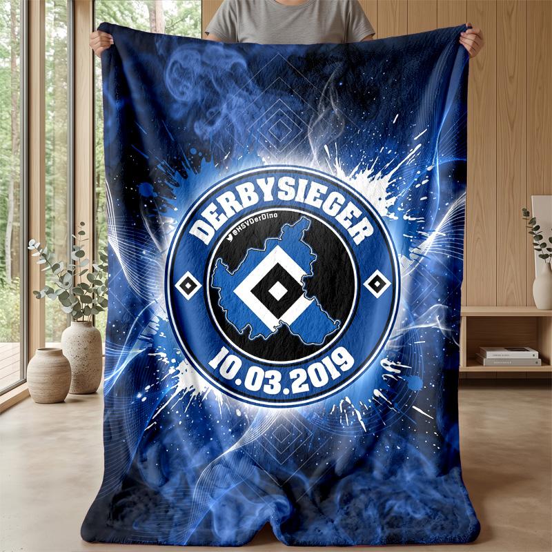 Hamburger SV Football Print Flannel Blanket, Soft Warm Lightweight Throw Blanket for Sofa Bed Camping