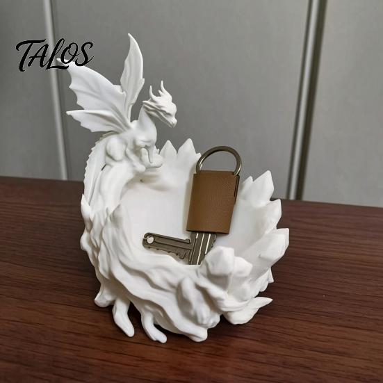Decorative Key Bowl 3D Printed Fantasy Dragon Ring Tray, Gothic Coaster Dish for Keys Storage Tray Jewelry Coins, Desk Organizer Home Office,