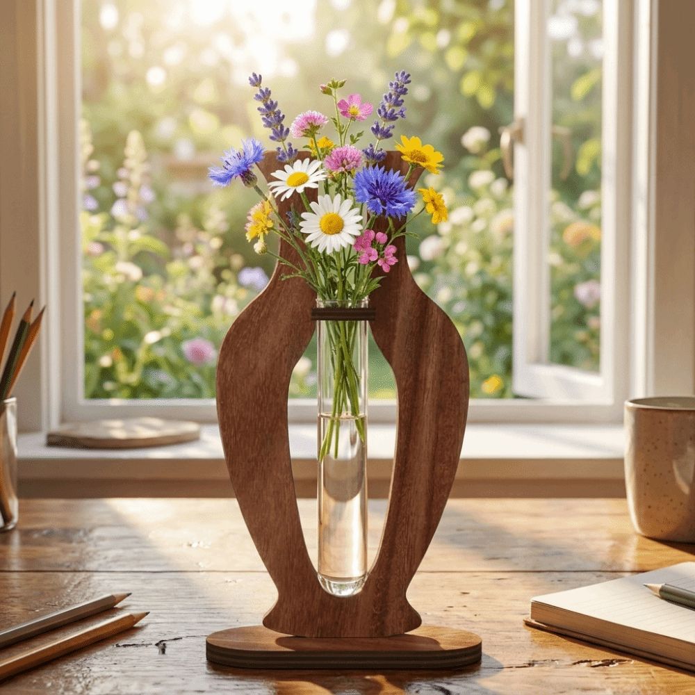 Holzständer Hydrokultur-Vase Bruchsichere Hydrokultur-Pflanzenvase Einfache Transparente Vase Heimdekoration
