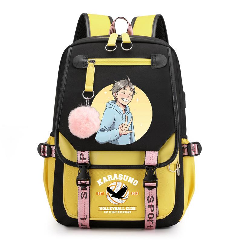 Anime volleyball teenager peripheral printing middle school student schoolbag outdoor large-capacity backpack